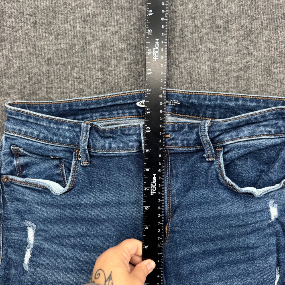 Old Navy Rockstar Super Skinny Mid Rise Distressed Jeans Medium Wash Womens 12 - Picture 4 of 11